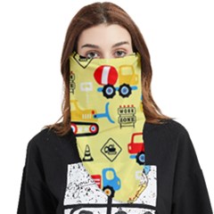 Seamless-pattern-vector-industrial-vehicle-cartoon Face Covering Bandana (triangle) by Jancukart