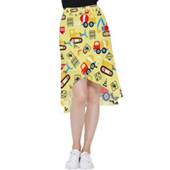 Seamless-pattern-vector-industrial-vehicle-cartoon Frill Hi Low Chiffon Skirt by Jancukart