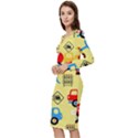 Seamless-pattern-vector-industrial-vehicle-cartoon Long Sleeve V-Neck Bodycon Dress  View2