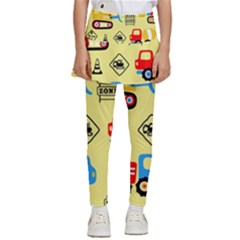 Seamless-pattern-vector-industrial-vehicle-cartoon Kids  Skirted Pants