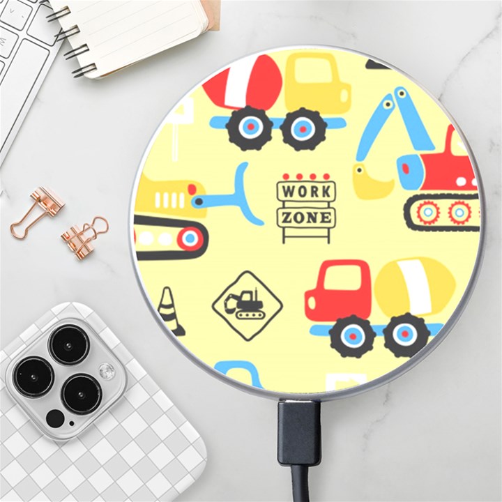 Seamless-pattern-vector-industrial-vehicle-cartoon Wireless Charger