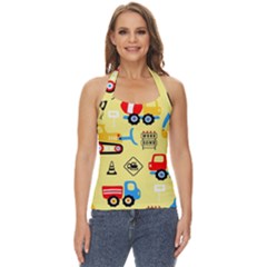 Seamless-pattern-vector-industrial-vehicle-cartoon Basic Halter Top