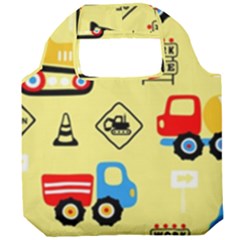 Seamless-pattern-vector-industrial-vehicle-cartoon Foldable Grocery Recycle Bag