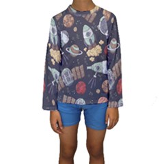 Hand-drawn-pattern-space-elements-collection Kids  Long Sleeve Swimwear