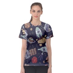 Hand-drawn-pattern-space-elements-collection Women s Sport Mesh Tee