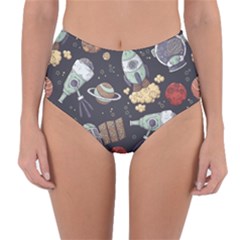 Hand-drawn-pattern-space-elements-collection Reversible High-waist Bikini Bottoms