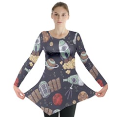 Hand-drawn-pattern-space-elements-collection Long Sleeve Tunic 