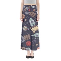 Hand-drawn-pattern-space-elements-collection Full Length Maxi Skirt