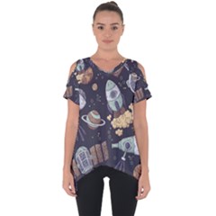 Hand-drawn-pattern-space-elements-collection Cut Out Side Drop Tee by Jancukart