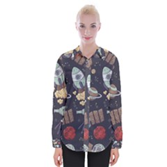 Hand-drawn-pattern-space-elements-collection Womens Long Sleeve Shirt