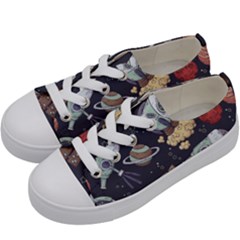 Hand-drawn-pattern-space-elements-collection Kids  Low Top Canvas Sneakers