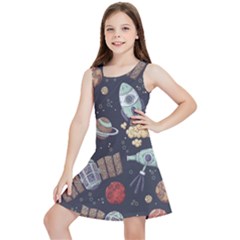 Hand-drawn-pattern-space-elements-collection Kids  Lightweight Sleeveless Dress