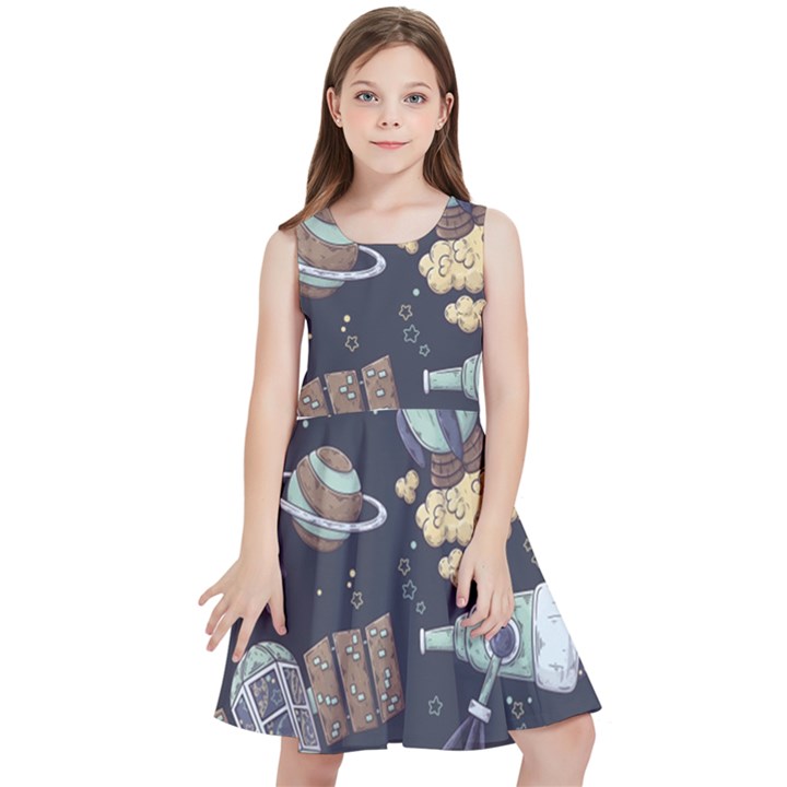 Hand-drawn-pattern-space-elements-collection Kids  Skater Dress