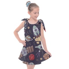 Hand-drawn-pattern-space-elements-collection Kids  Tie Up Tunic Dress