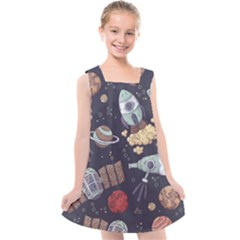 Hand-drawn-pattern-space-elements-collection Kids  Cross Back Dress by Jancukart