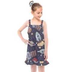 Hand-drawn-pattern-space-elements-collection Kids  Overall Dress by Jancukart