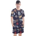 Hand-drawn-pattern-space-elements-collection Men s Mesh Tee and Shorts Set View1