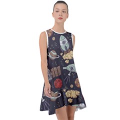 Hand-drawn-pattern-space-elements-collection Frill Swing Dress by Jancukart