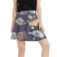 Hand-drawn-pattern-space-elements-collection Waistband Skirt