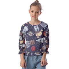 Hand-drawn-pattern-space-elements-collection Kids  Cuff Sleeve Top