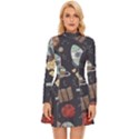 Hand-drawn-pattern-space-elements-collection Long Sleeve Velour Longline Dress View1