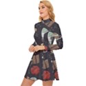 Hand-drawn-pattern-space-elements-collection Long Sleeve Velour Longline Dress View2