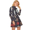 Hand-drawn-pattern-space-elements-collection Long Sleeve Velour Longline Dress View3