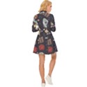 Hand-drawn-pattern-space-elements-collection Long Sleeve Velour Longline Dress View4