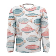 Hand-drawn-seamless-pattern-with-cute-fishes-doodle-style-pink-blue-colors Men s Long Sleeve Tee