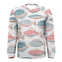 Hand-drawn-seamless-pattern-with-cute-fishes-doodle-style-pink-blue-colors Men s Long Sleeve Tee View1