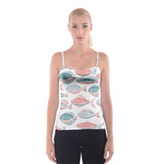 Hand-drawn-seamless-pattern-with-cute-fishes-doodle-style-pink-blue-colors Spaghetti Strap Top