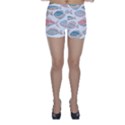 Hand-drawn-seamless-pattern-with-cute-fishes-doodle-style-pink-blue-colors Skinny Shorts View1