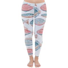 Hand-drawn-seamless-pattern-with-cute-fishes-doodle-style-pink-blue-colors Classic Winter Leggings