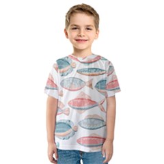 Hand-drawn-seamless-pattern-with-cute-fishes-doodle-style-pink-blue-colors Kids  Sport Mesh Tee