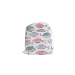 Hand-drawn-seamless-pattern-with-cute-fishes-doodle-style-pink-blue-colors Drawstring Pouch (xs)