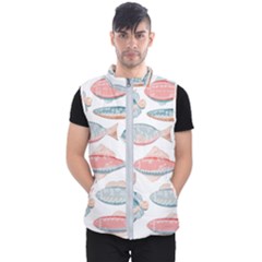 Hand-drawn-seamless-pattern-with-cute-fishes-doodle-style-pink-blue-colors Men s Puffer Vest by Jancukart