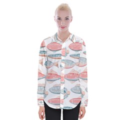 Hand-drawn-seamless-pattern-with-cute-fishes-doodle-style-pink-blue-colors Womens Long Sleeve Shirt