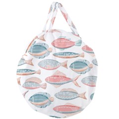 Hand-drawn-seamless-pattern-with-cute-fishes-doodle-style-pink-blue-colors Giant Round Zipper Tote by Jancukart