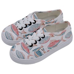 Hand-drawn-seamless-pattern-with-cute-fishes-doodle-style-pink-blue-colors Kids  Classic Low Top Sneakers by Jancukart