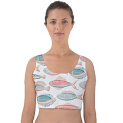 Hand-drawn-seamless-pattern-with-cute-fishes-doodle-style-pink-blue-colors Velvet Crop Top