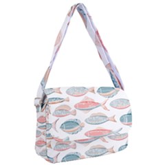 Hand-drawn-seamless-pattern-with-cute-fishes-doodle-style-pink-blue-colors Courier Bag by Jancukart