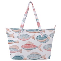 Hand-drawn-seamless-pattern-with-cute-fishes-doodle-style-pink-blue-colors Full Print Shoulder Bag