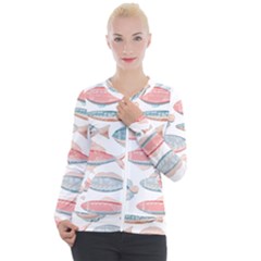 Hand-drawn-seamless-pattern-with-cute-fishes-doodle-style-pink-blue-colors Casual Zip Up Jacket