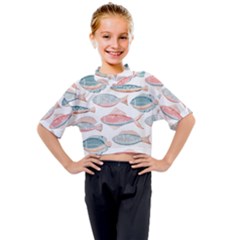 Hand-drawn-seamless-pattern-with-cute-fishes-doodle-style-pink-blue-colors Kids Mock Neck Tee