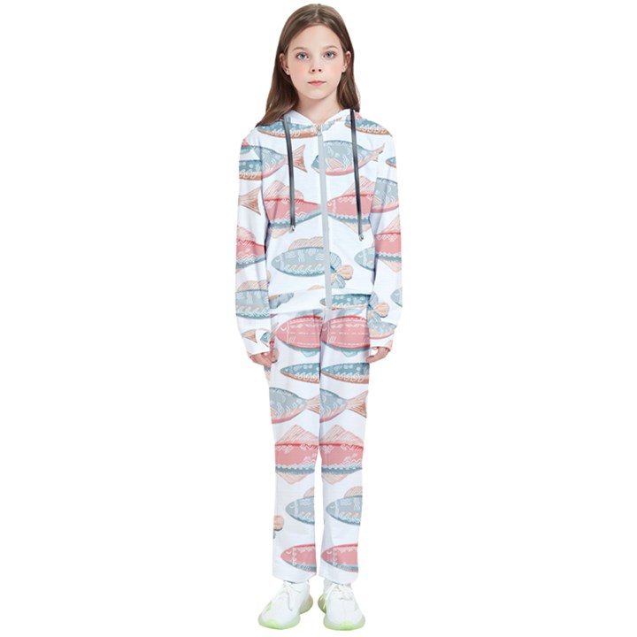 Hand-drawn-seamless-pattern-with-cute-fishes-doodle-style-pink-blue-colors Kids  Tracksuit