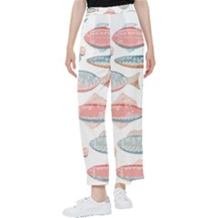 Hand-drawn-seamless-pattern-with-cute-fishes-doodle-style-pink-blue-colors Women s Pants 