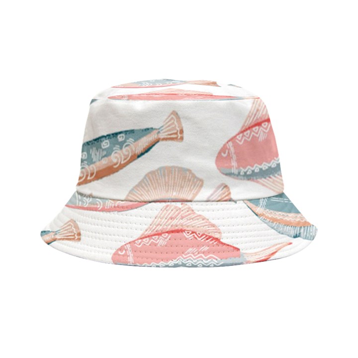 Hand-drawn-seamless-pattern-with-cute-fishes-doodle-style-pink-blue-colors Bucket Hat