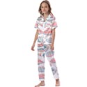 Hand-drawn-seamless-pattern-with-cute-fishes-doodle-style-pink-blue-colors Kids  Satin Short Sleeve Pajamas Set View1