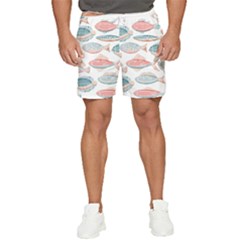 Hand-drawn-seamless-pattern-with-cute-fishes-doodle-style-pink-blue-colors Men s Runner Shorts