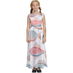 Hand-drawn-seamless-pattern-with-cute-fishes-doodle-style-pink-blue-colors Kids  Satin Sleeveless Maxi Dress